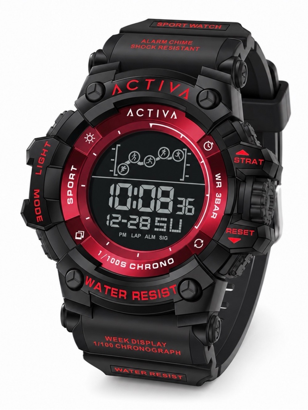 NWT Activa Summit X Invicta Unisex Digital Sport Watch Black Red (ACW8082-019)